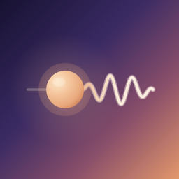 NeuroRewire icon: a warm orb trailing a soundwave through dusk